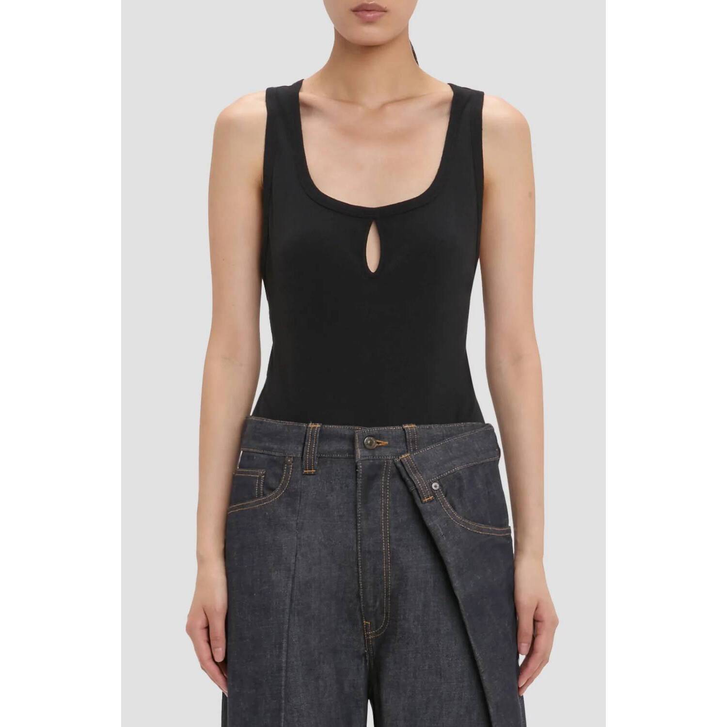 New Victoria Beckham Split Tank Top In Black